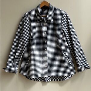 Nina McLemore Stretch‎ Seersucker Gingham Tunic Jacket style 7392 Navy